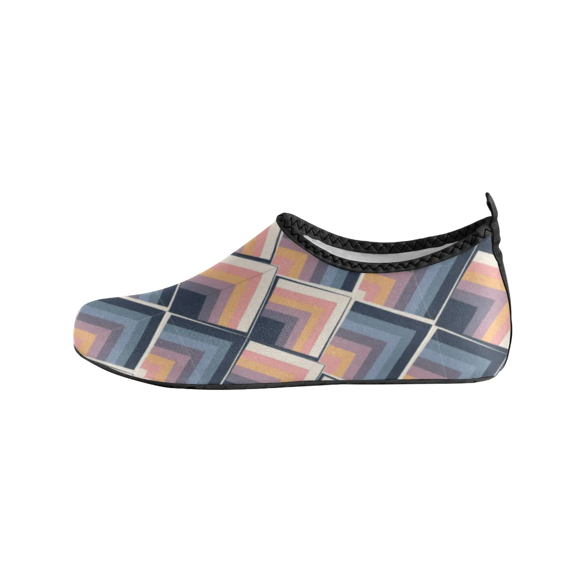 Kid's Blue-Pink Scales Geometrical Print Barefoot Shoes