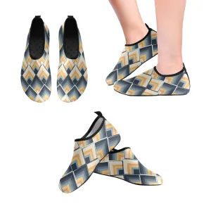 Kid's Blue-Yellow Scales Geometrical Print Barefoot Shoes