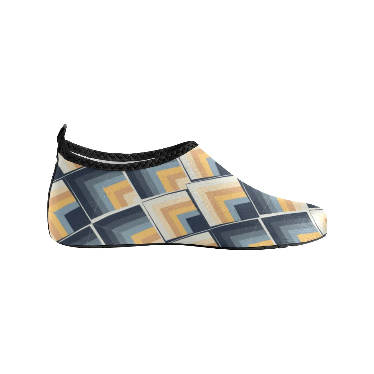 Kid's Blue-Yellow Scales Geometrical Print Barefoot Shoes