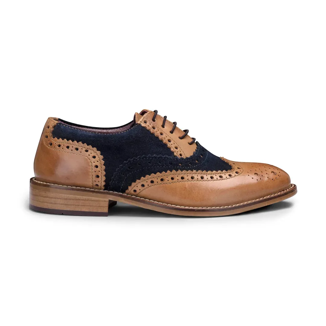 Kids Childrens Boys Real Leather Brogues Laced Smart Formal Vintage Classic Peaky