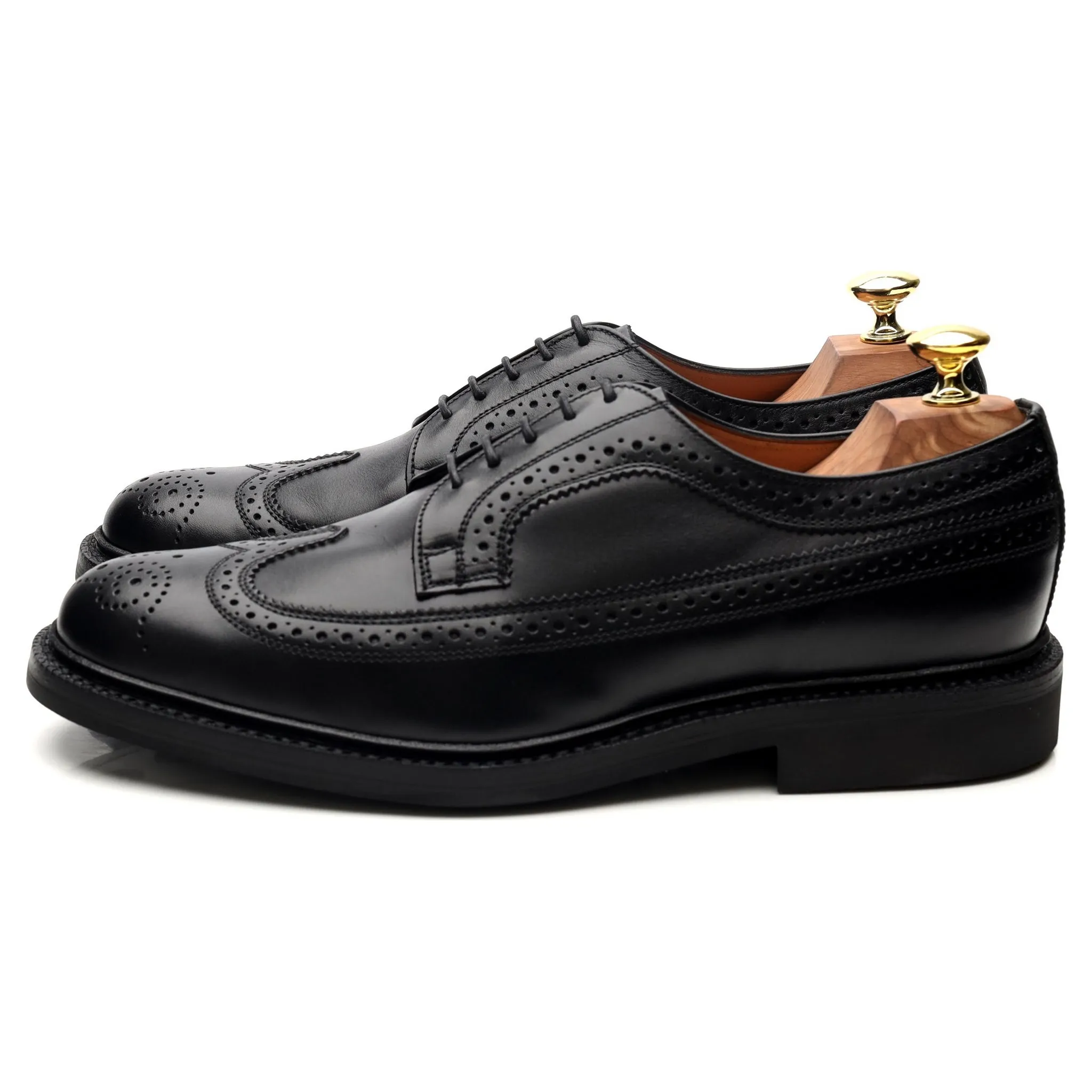 'Kingston' Black Leather Derby Brogues UK 7.5 F