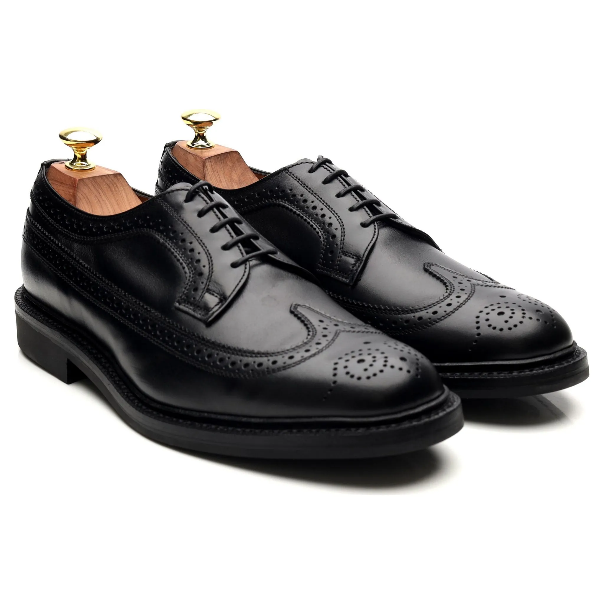 'Kingston' Black Leather Derby Brogues UK 7.5 F