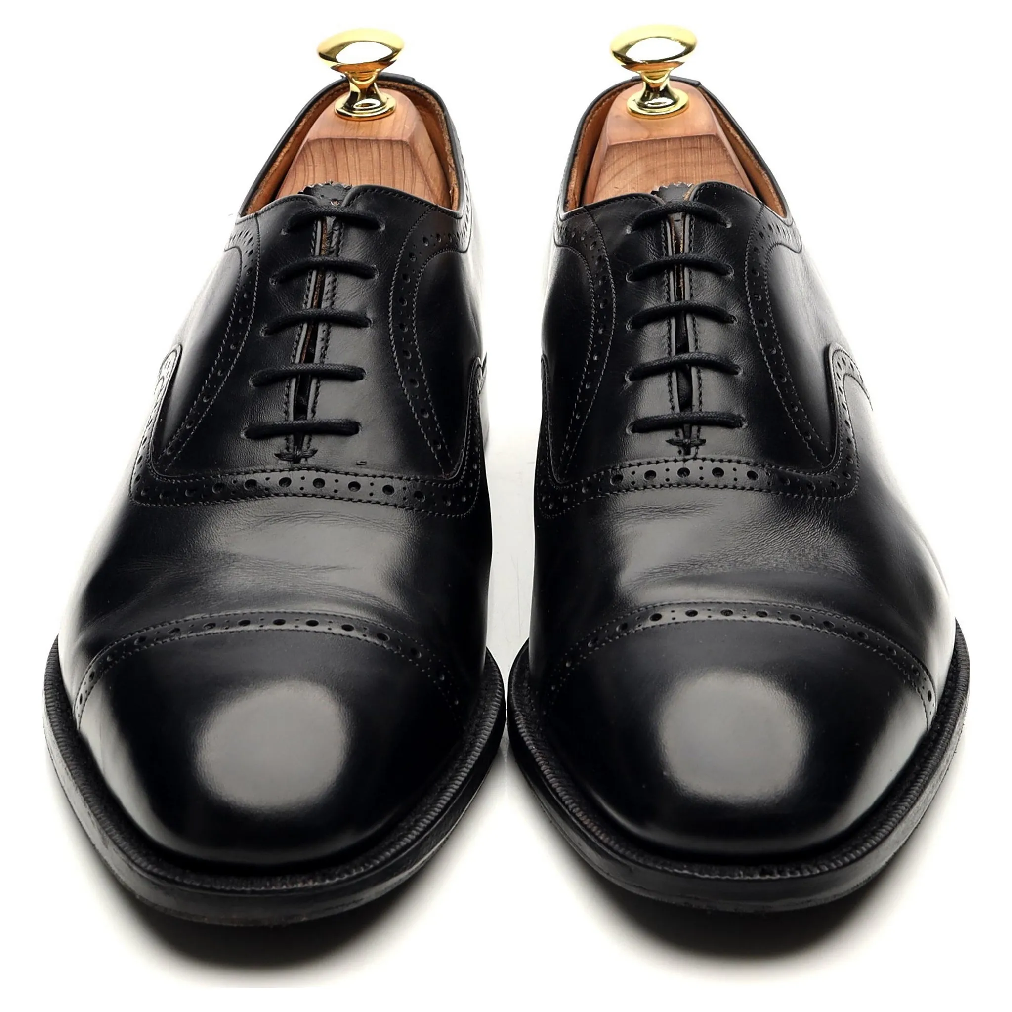 'Legate' Black Leather Oxford Semi Brogues UK 8.5 G