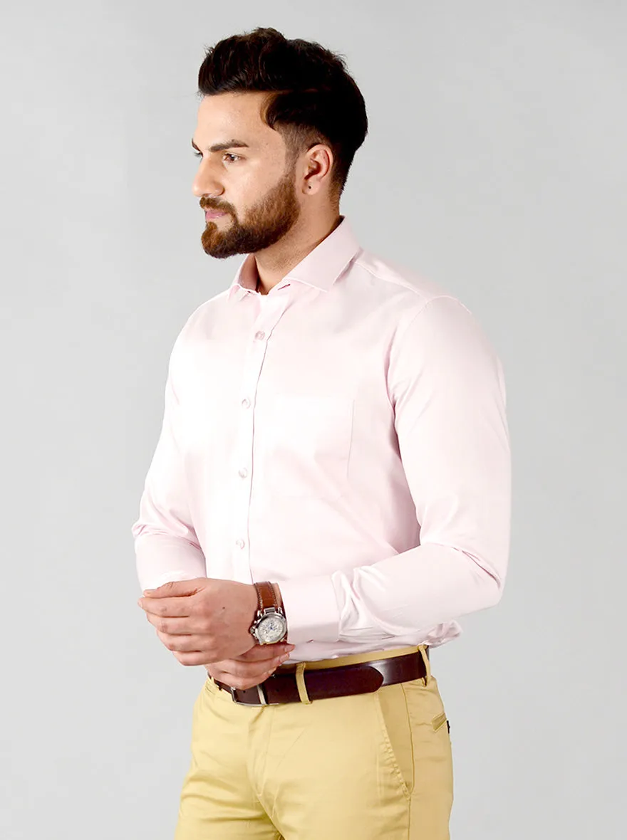 Light Pink Solid Slim Fit Formal Shirt | Metal