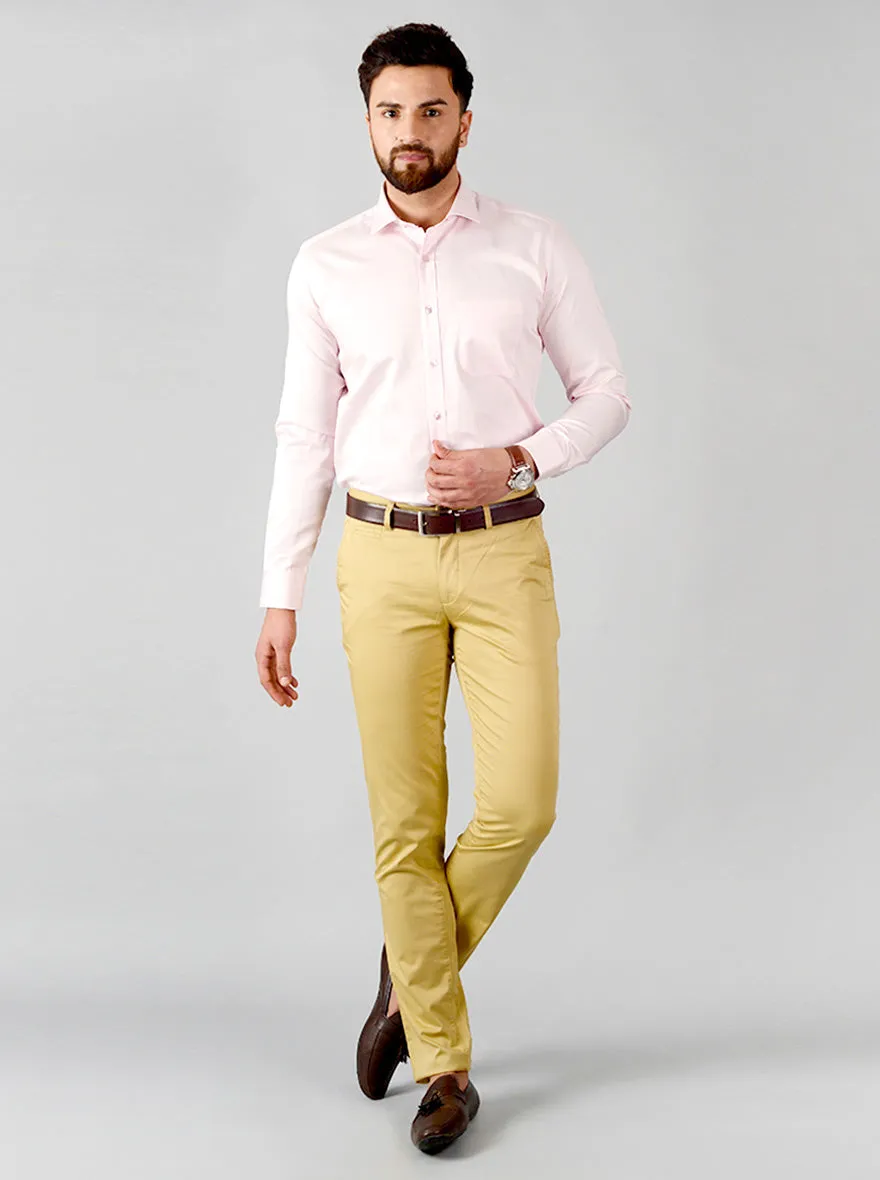 Light Pink Solid Slim Fit Formal Shirt | Metal