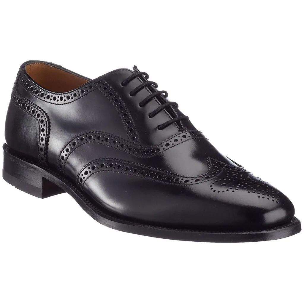 Loake 202 Black Mens Leather Lace-up Brogues Wingtip Oxford Shoes - UK 8.5