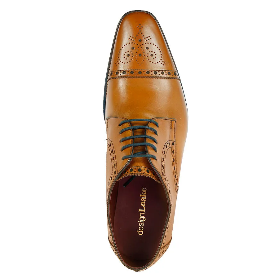 Loake - Foley Tan Leather Semi Brogue Derby Shoes