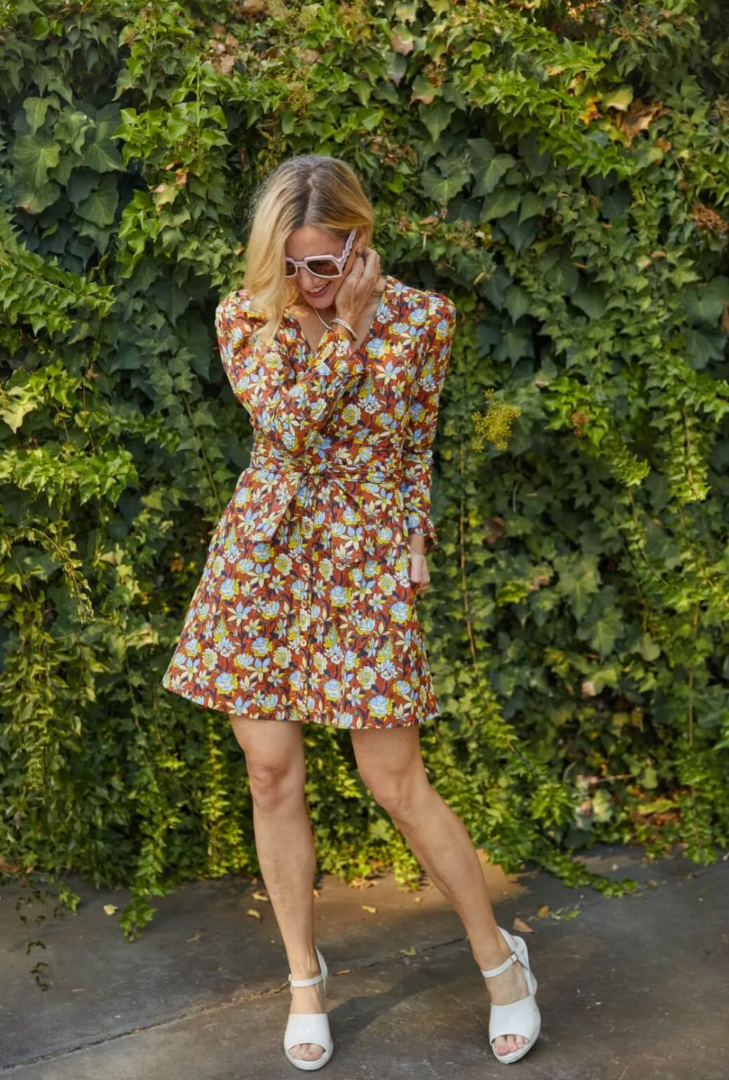 Long Sleeve Day Gown - MINI - Bronze Floral