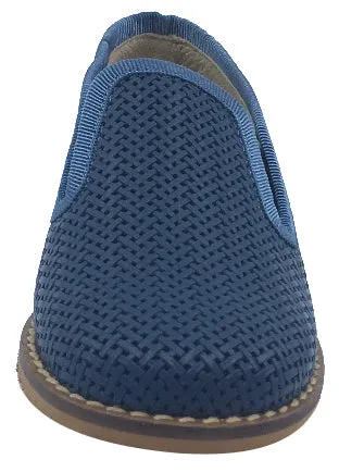 Luccini Slip-On Smoking Loafer, Navy Blue Weave