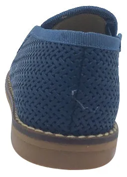 Luccini Slip-On Smoking Loafer, Navy Blue Weave