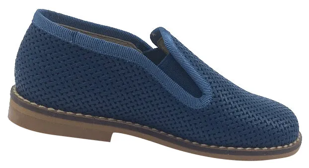 Luccini Slip-On Smoking Loafer, Navy Blue Weave