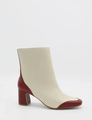 Ludivine heeled ankle boots in off white/wine leather womens shoes