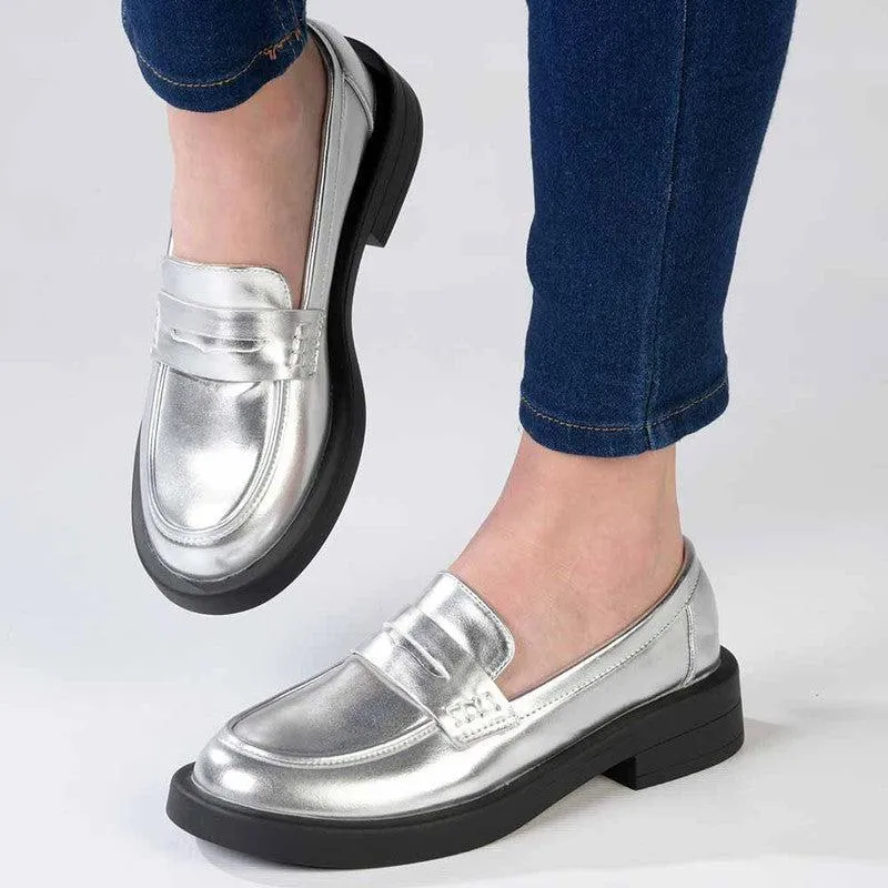 Madison Blessing Ladies Slip On Loafers - Metallic