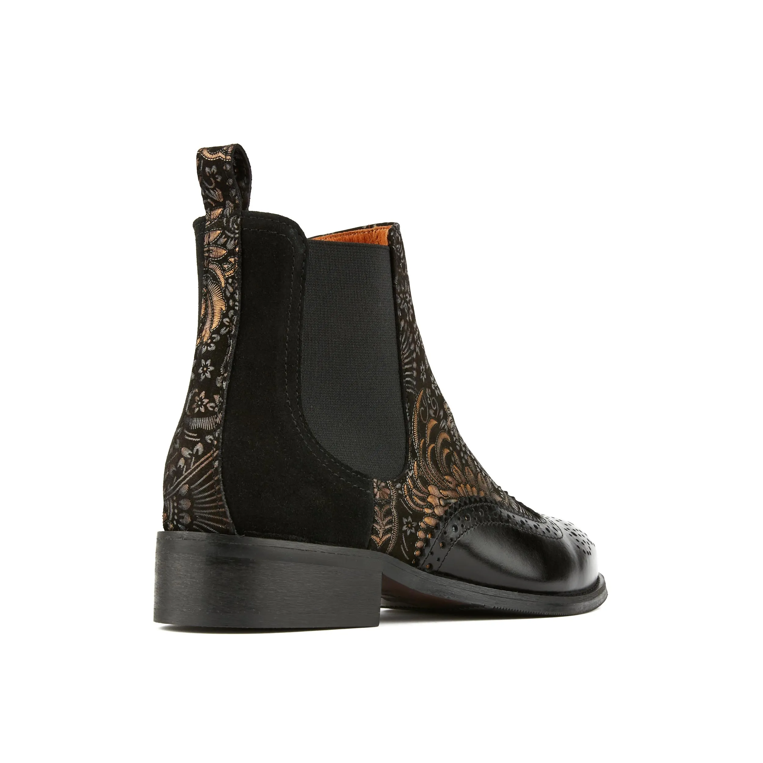 Mamacita - Black Gold - Women's chelsea boot with wingtip brogue detail