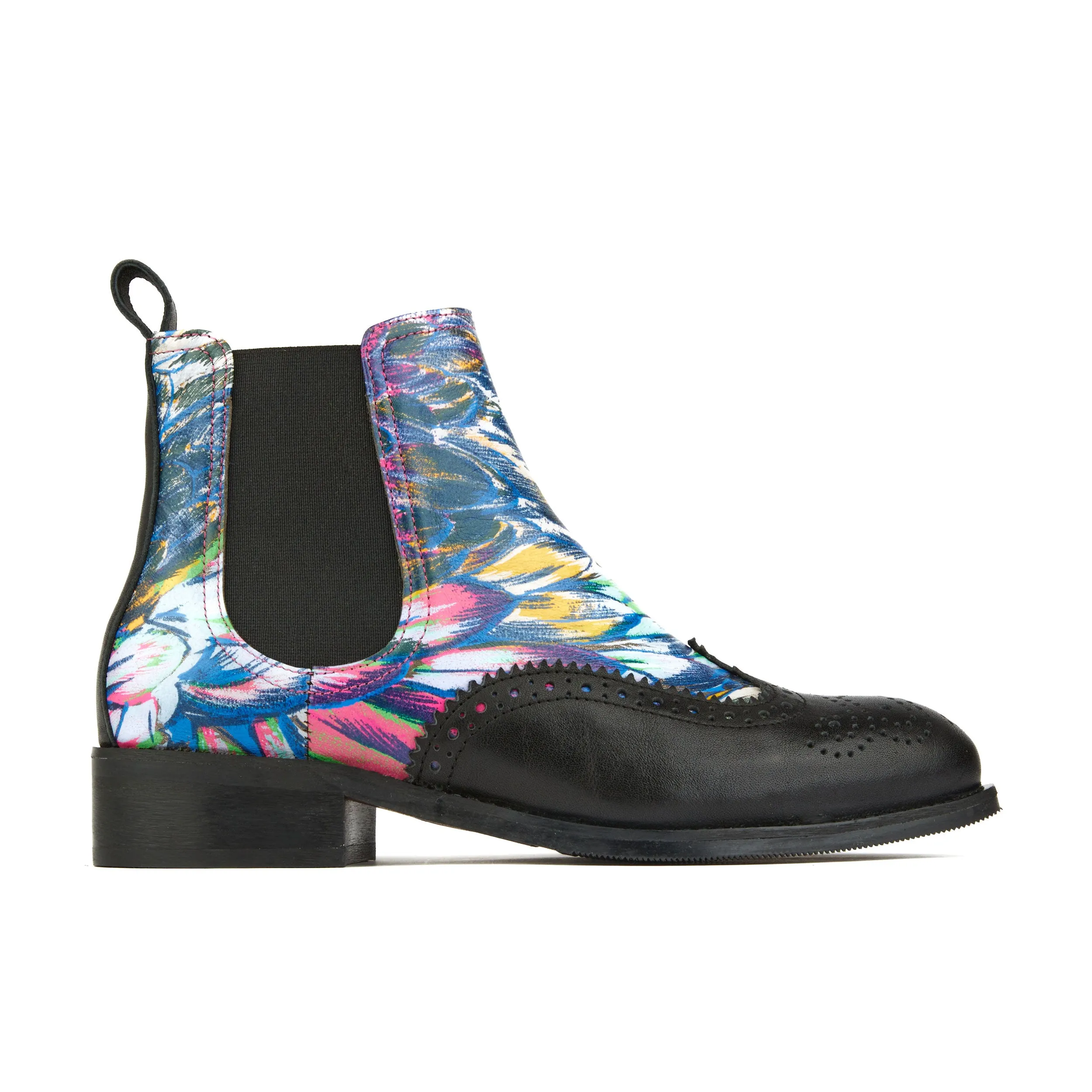 Mamacita - Dark Flamingo - Women's almond toe chelsea boot with wingtip brogue detail