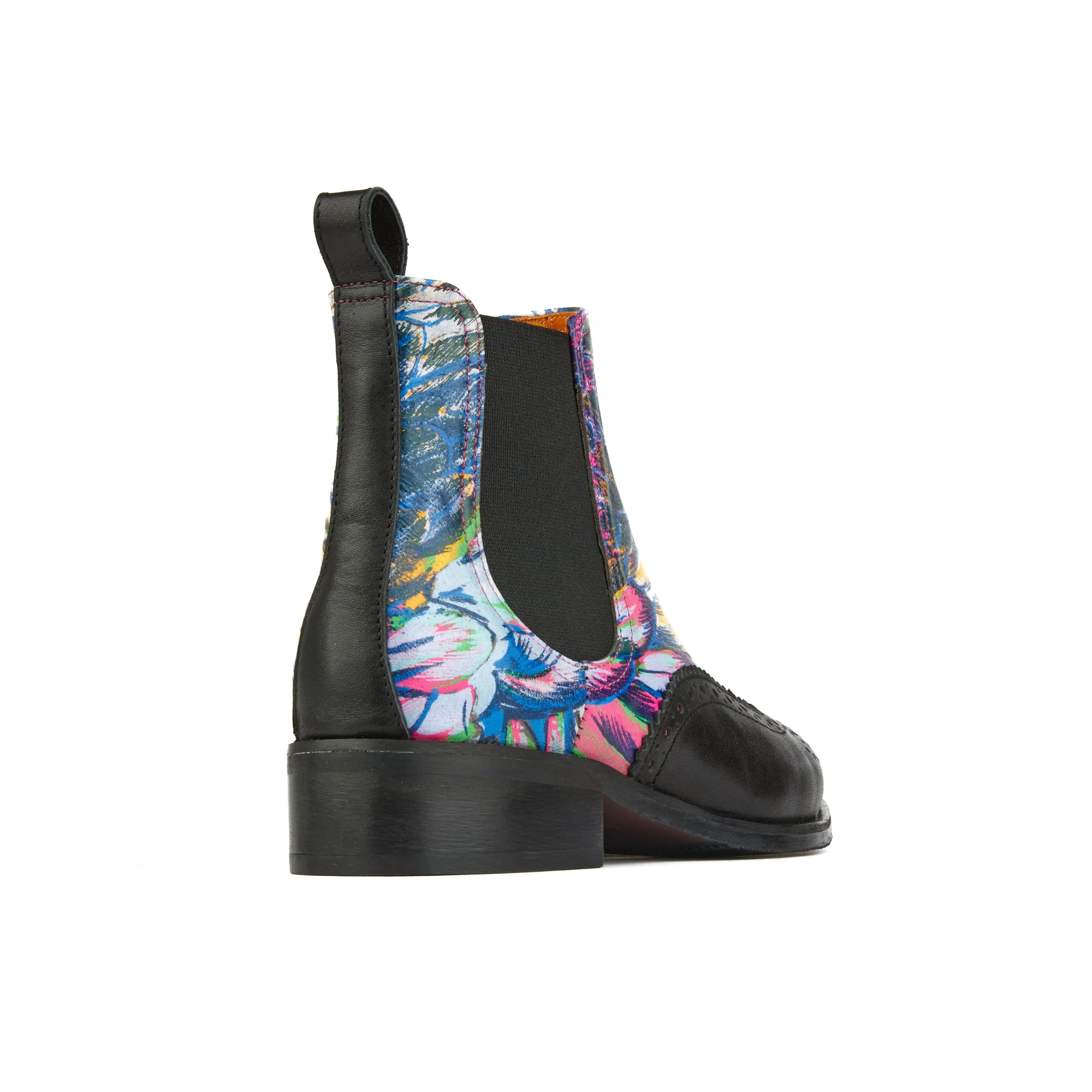 Mamacita - Dark Flamingo - Women's almond toe chelsea boot with wingtip brogue detail