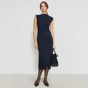 Manon Asymmetric-Neck Ruched Dress