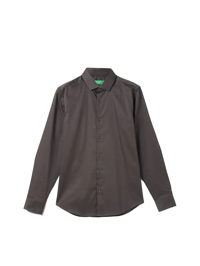 MEN SOLID CUTAWAY COLLAR SHIRT