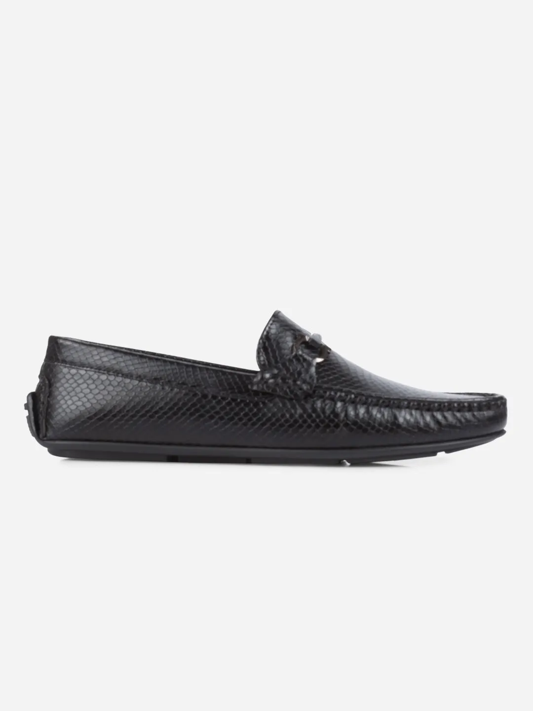 Men's Black Moc Toe Buckle Loafer (IX4114)