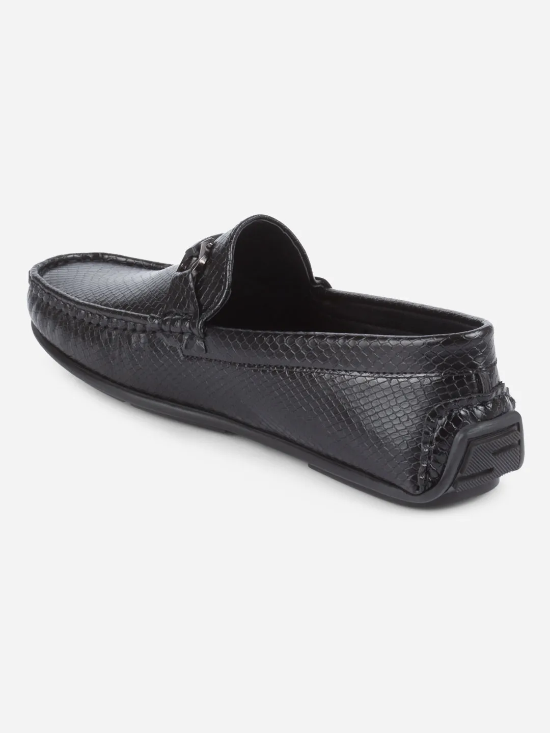 Men's Black Moc Toe Buckle Loafer (IX4114)