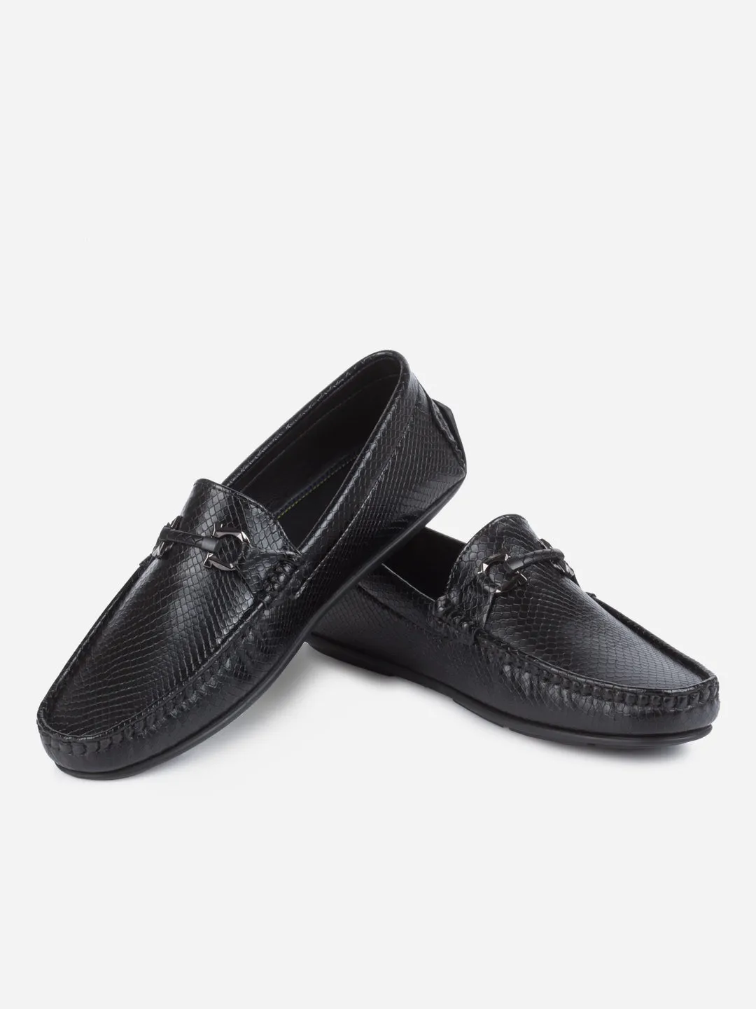 Men's Black Moc Toe Buckle Loafer (IX4114)