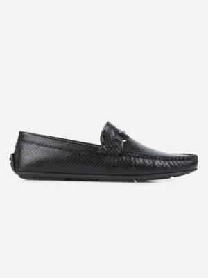 Men's Black Moc Toe Buckle Loafer (IX4114)