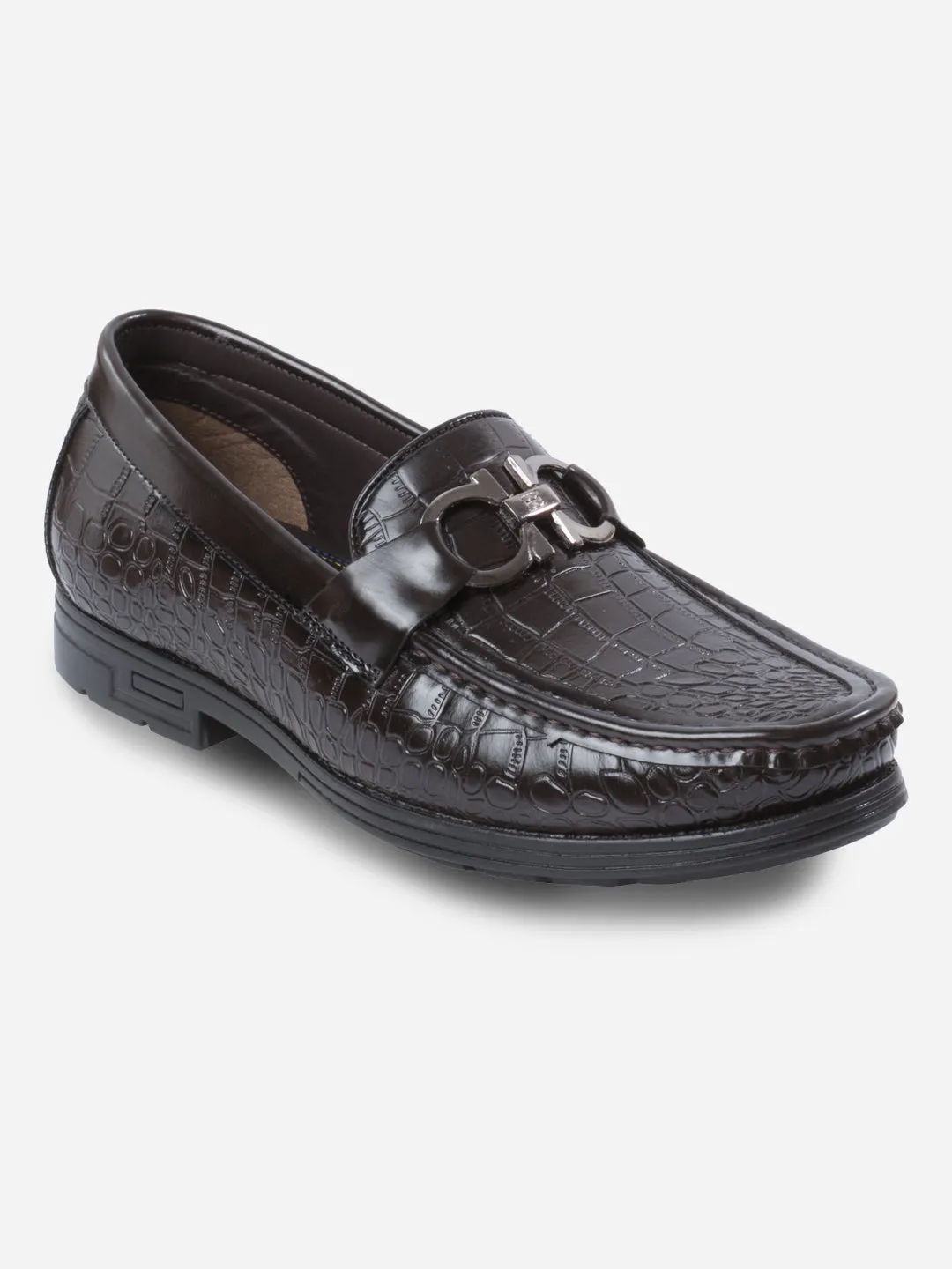 Men's Brown Moc Toe Buckle Loafer (IX4116)