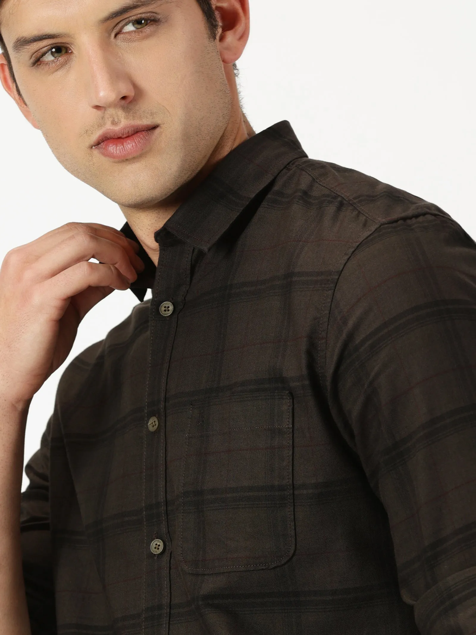 MEN'S COFFEE CHECKS SLIM FIT SHIRT