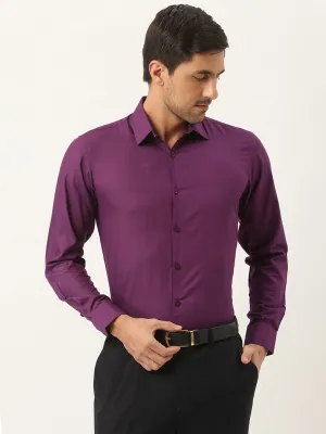 Men's Cotton Dark Purple Classic Formal Shirt - Sojanya