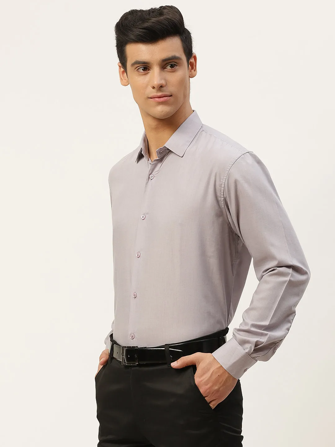 Men's Cotton Grey Classic Formal Shirt - Sojanya