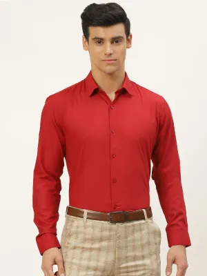 Men's Cotton Red Classic Formal Shirt - Sojanya