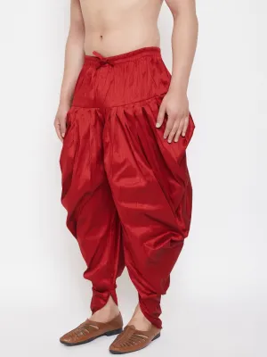 Men's Maroon Cowl Dhoti - Vastramay