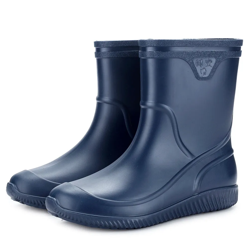 Men's Mid-Tube Rain Boots Thickened Plastic Water Shoes