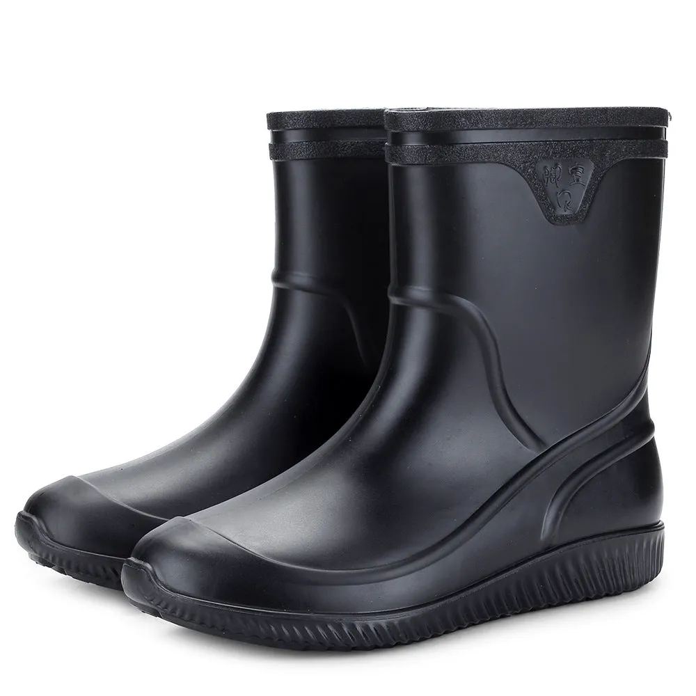 Men's Mid-Tube Rain Boots Thickened Plastic Water Shoes