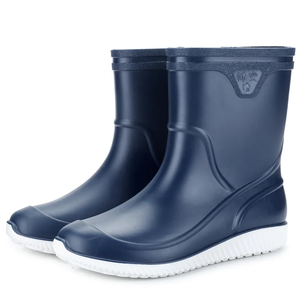 Men's Mid-Tube Rain Boots Thickened Plastic Water Shoes