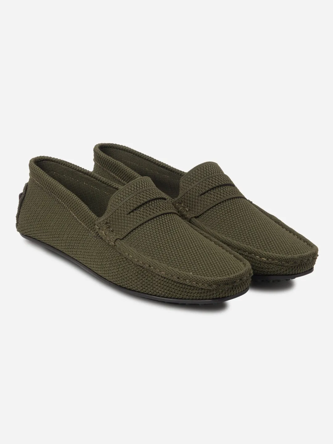 Men's Olive Moc Toe Suede Finish Casual Loafer (IX4109)