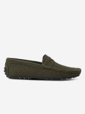 Men's Olive Moc Toe Suede Finish Casual Loafer (IX4109)