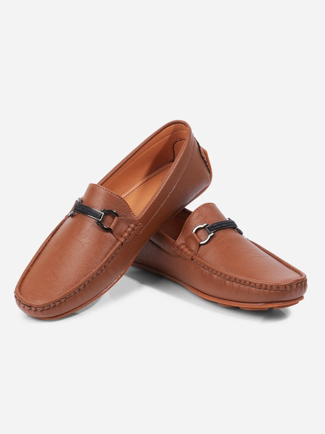 Men's Tan Moc Toe Buckle Loafer (IX4111)