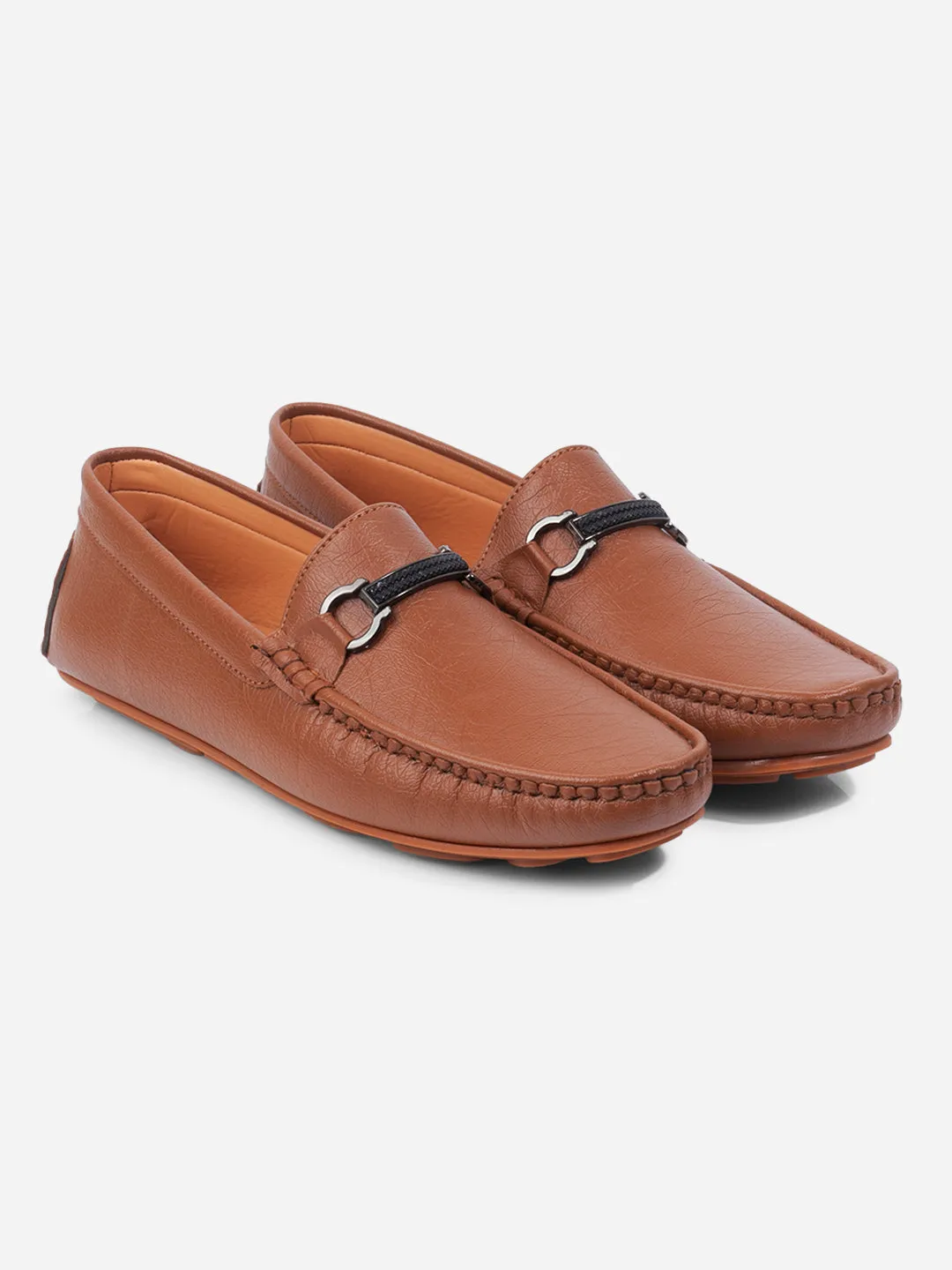 Men's Tan Moc Toe Buckle Loafer (IX4111)