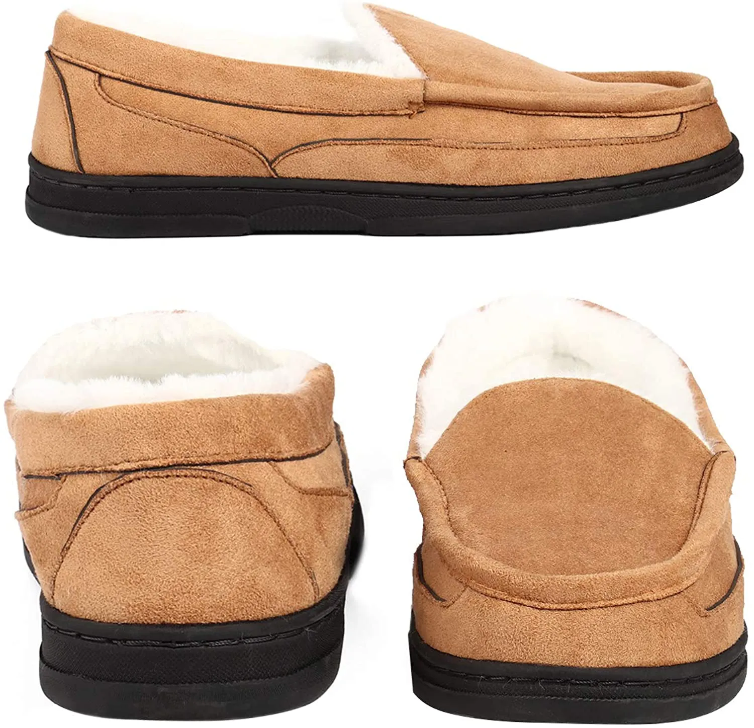 Men's Warm Memory Foam Moccasin Slippers with Fleece Lining