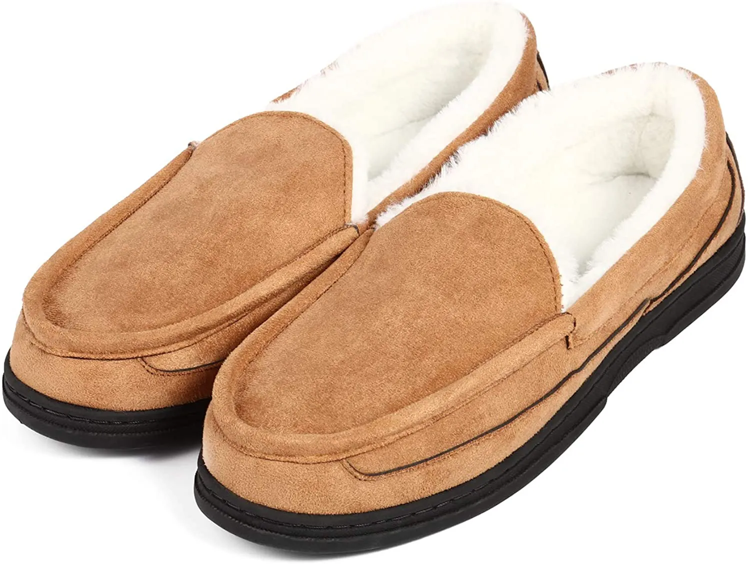 Men's Warm Memory Foam Moccasin Slippers with Fleece Lining