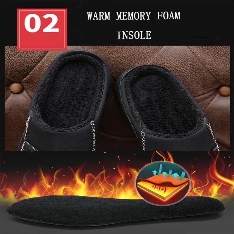 Men's Women's Warm Cotton Knit Memory Foam water proof Slippers Soft House Slippers with Anti Slip Sole