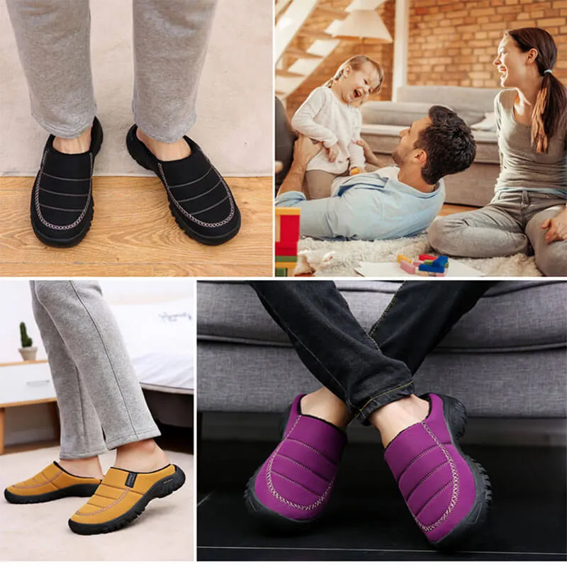 Men's Women's Warm Cotton Knit Memory Foam water proof Slippers Soft House Slippers with Anti Slip Sole