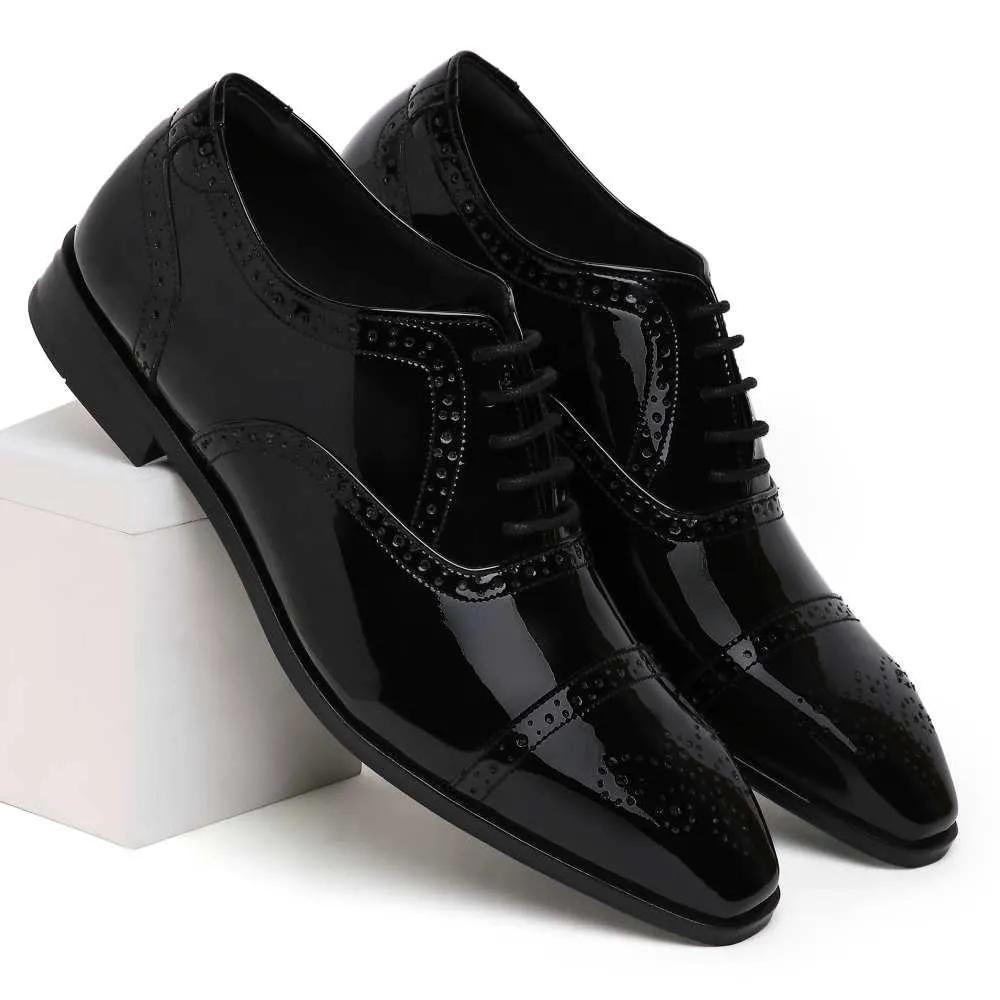 Merlin - Black Patent Oxford Lace-Up