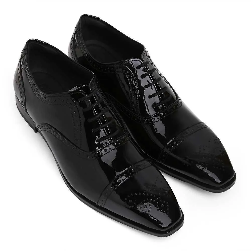 Merlin - Black Patent Oxford Lace-Up