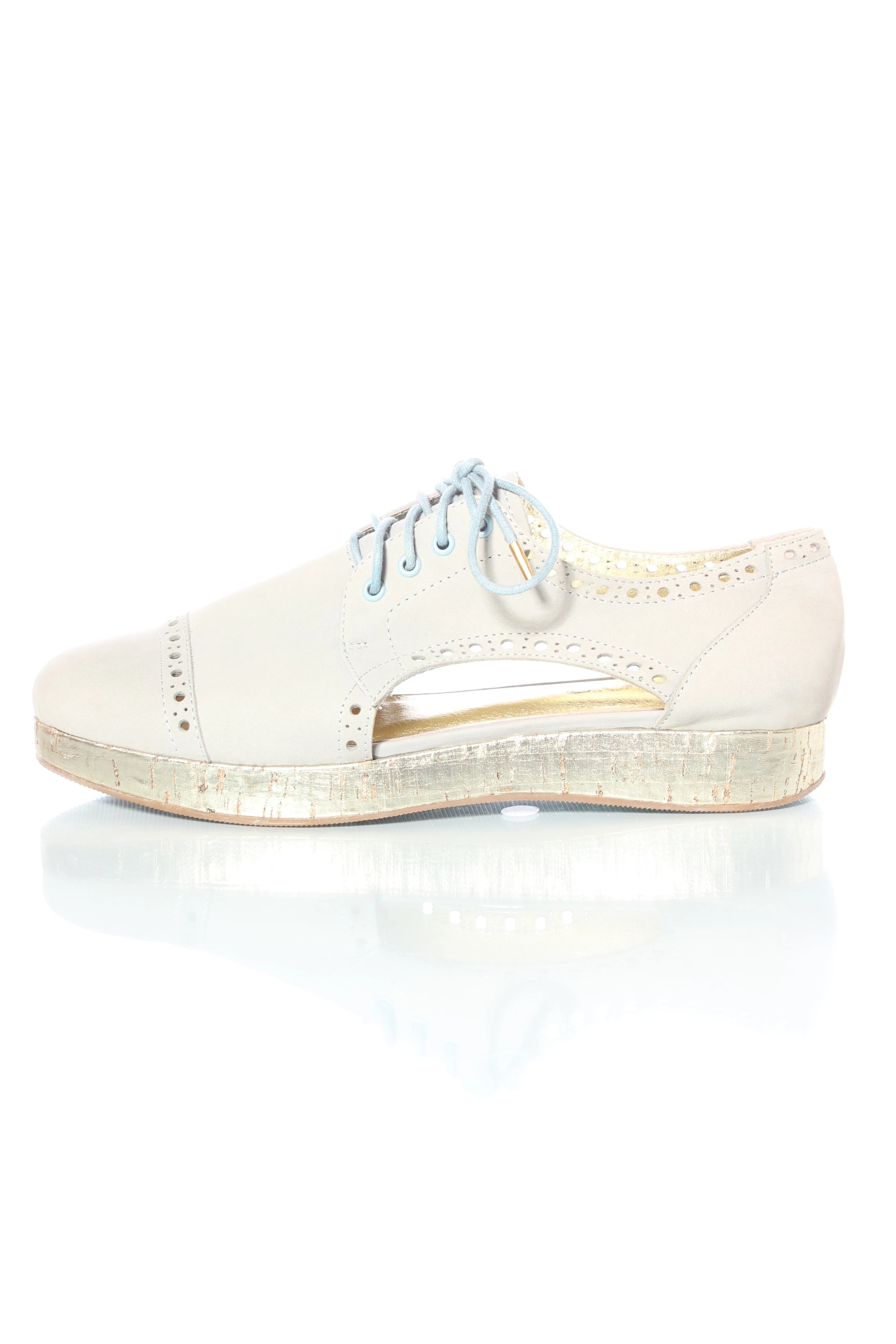 MISS WILSON - Dusty blue leather cutout brogues! 39