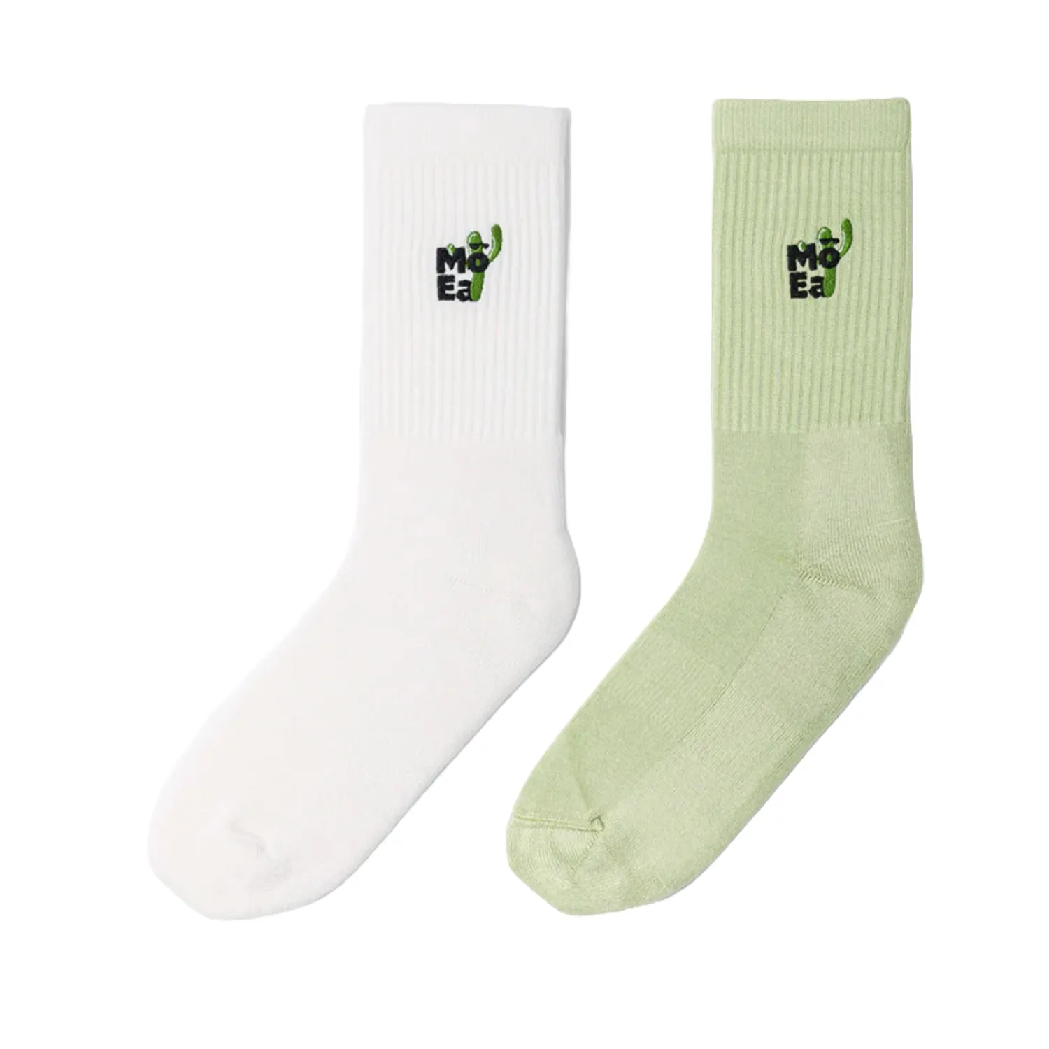 MoEa Unisex Bamboo Sock Bundle in White/Green