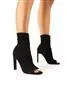 Mystery Black Faux Suede Peeptoe Sock Fit Ankle Boots