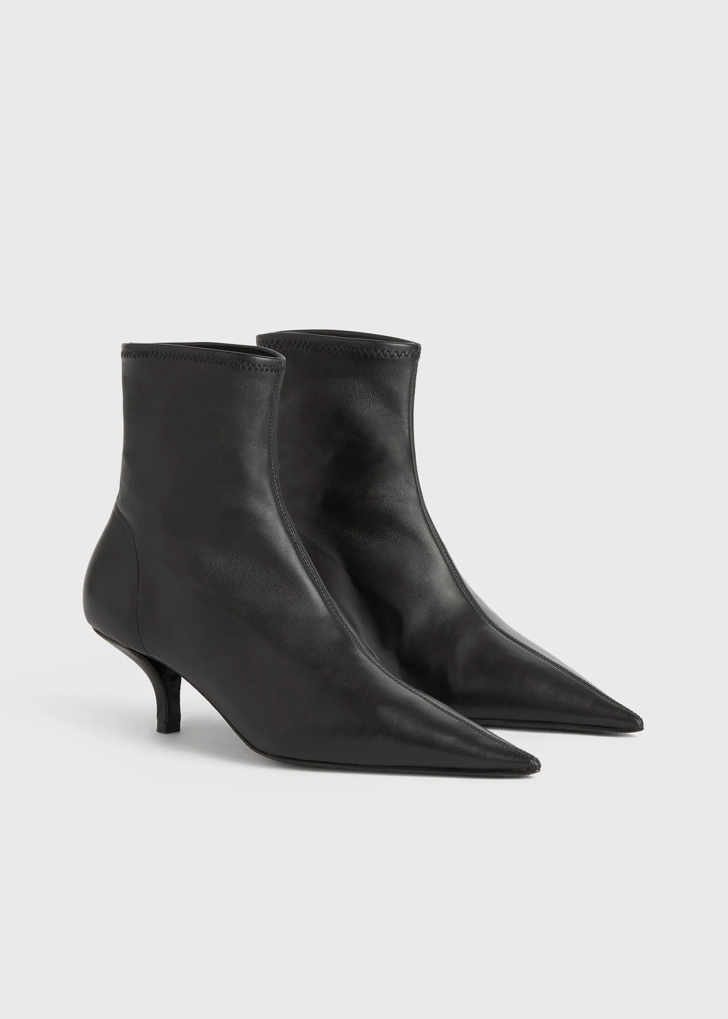 Nappa heeled sock boots black