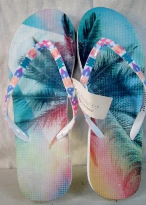 NEW Womens AEROPOSTALE Shower Water Sandals Flip Flops 9 TROPICAL PALM